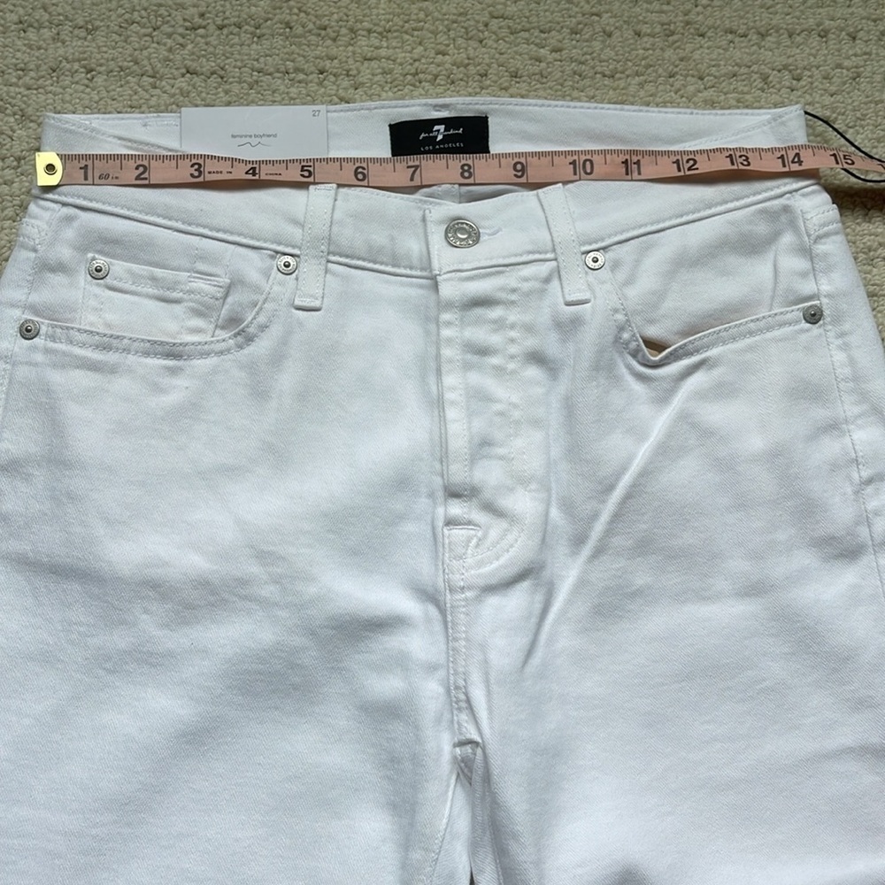 SOLD7 For All Mankind NWT Josefina Feminine Boyfriend Jeans in White Size 27 NEW - Picture 13 of 16